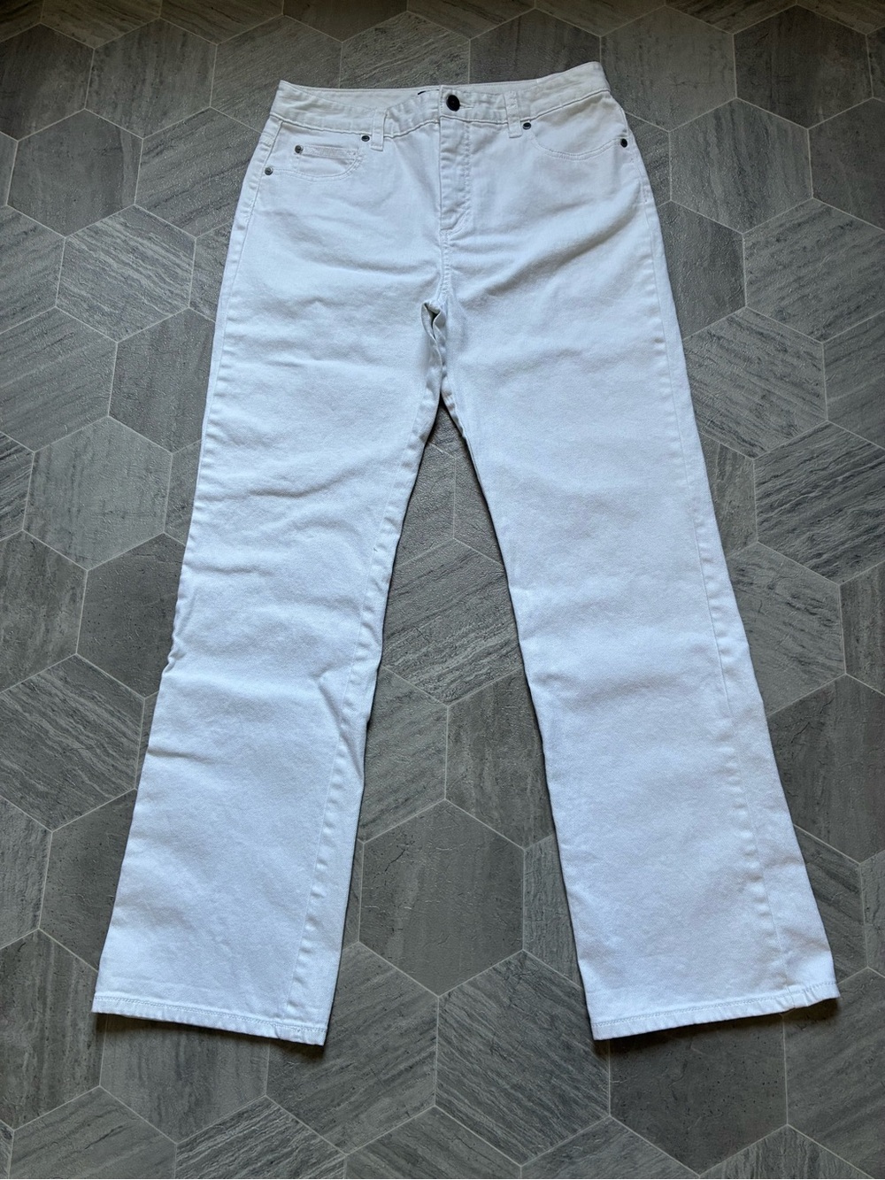 Denver Hayes White Denim Jeans with Branded Button